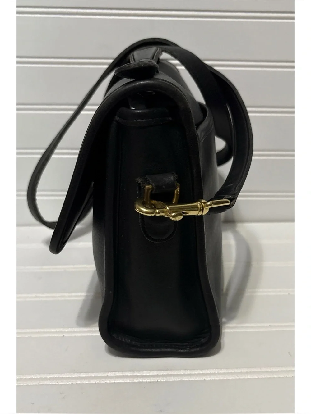 COACH Court Vintage Black Leather Shoulder Top Handle Crossbody Bag USA 9870